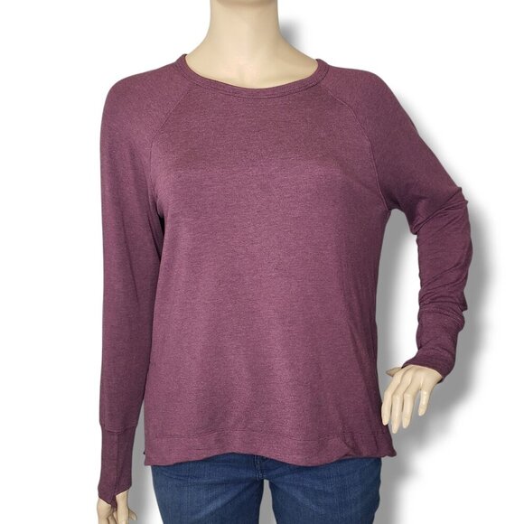 Athleta Coaster Luxe Recover Sweatshirt Womens Large‎ Red Rip Tear - Picture 1 of 12